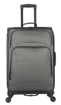 Protege 5 Piece Spinner Luggage Set, Includes 28 in Checked, 24 in Checked Bags, 20 in Carry - on, 15 in Boarding Tote and Matching Utility Bag, All Ages, Grey