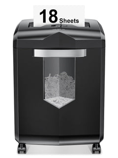 Bonsaii Paper Shredder 18 - Sheet Cross - Cut Shredder for Home Office with Wastebasket