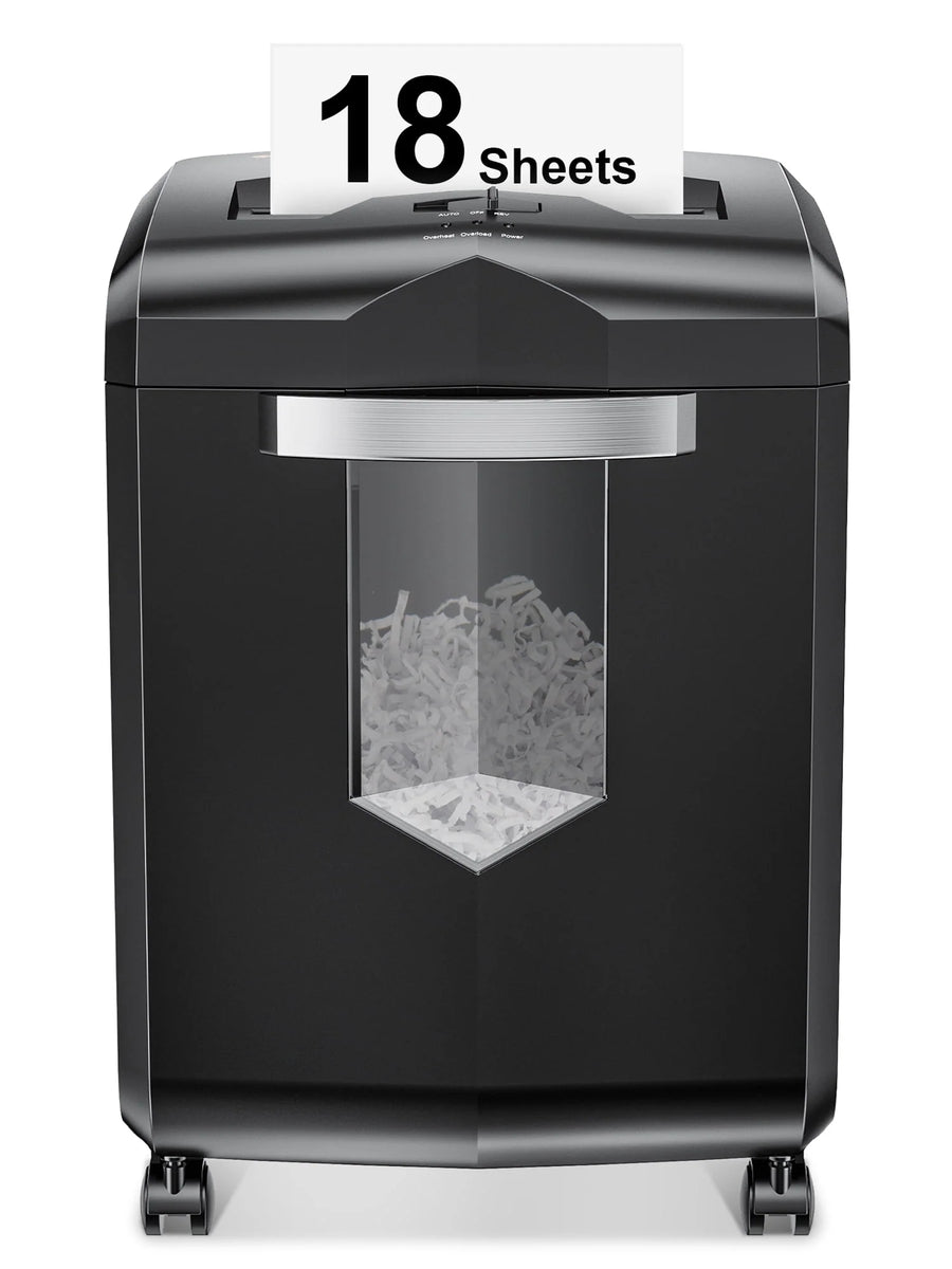 Bonsaii Paper Shredder 18 - Sheet Cross - Cut Shredder for Home Office with Wastebasket