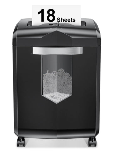 Bonsaii Paper Shredder 18 - Sheet Cross - Cut Shredder for Home Office with Wastebasket