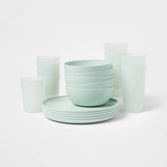 20pc Plastic Dinnerware Set Green - Room Essentials