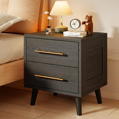Bedroom Set - Includes Full Size Bed Frame (Dark Gray), Nightstands, 5 - Drawer Dresser & Double Wide 6 - Drawer Dresser - Modern Storage Solution for Stylish Home Decor, Black