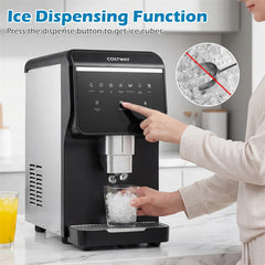 80 LBS/Day Nugget Ice Maker Countertop, Self-Dispensing Chewable Pellet Ice Machine with 7.5 LBS Storage & Auto Cleaning for Home, Office, Party, RV