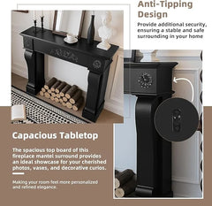 EPICOZY 44.5" Fireplace Mantel, Freestanding Fireplace Surround with Leg for Electric Fireplaces, MDF Mantel Surround with Shelf for Living Room with Decorative Pattern, Anti - Tipping & Waterproof