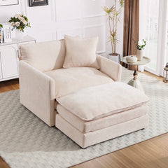 Muumblus Oversized Lounge Chair with Ottoman, Cloud Accent Armchair for Living Room, Beige Chenille