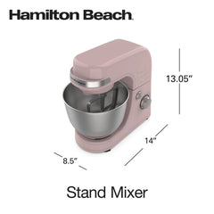 Hamilton Beach 4 Quart Stand Mixer for Kitchen, 7 Speeds, Tilt - Head, Dough Hook, Whisk & Flat Beater, White