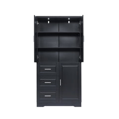 Bathroom Cabinet, 62.2" Tall Storage Cabinet with Doors and Shelves, Freestanding Linen Closet for Bathroom, Kitchen, Living Room, Grey