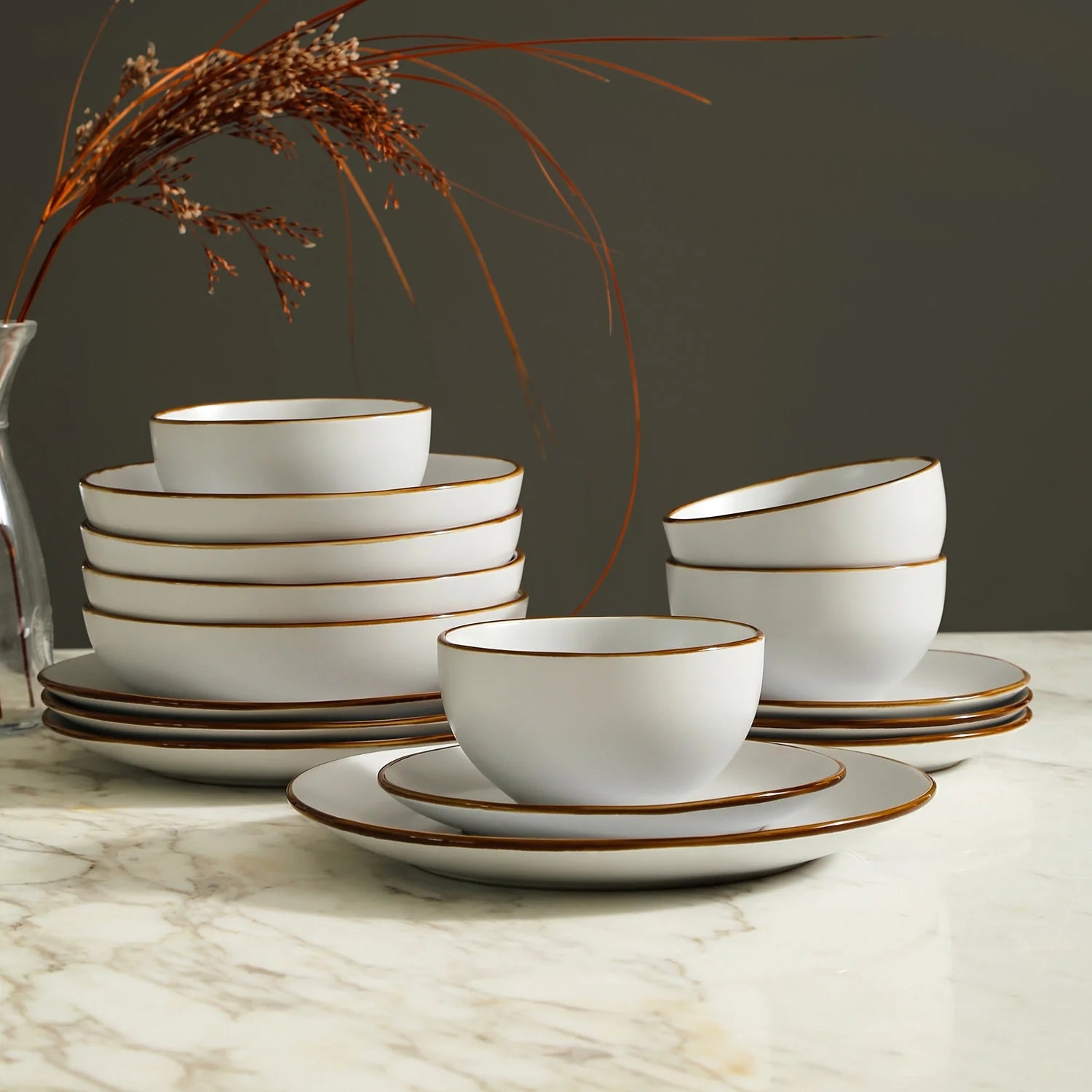 Stone + Lain Brasa Stoneware Collection Dinnerware Set, 32 - Piece Service for 8, Blue