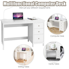 Computer Desk Study Writing Desk Home Office Workstation with 3 Drawers Black