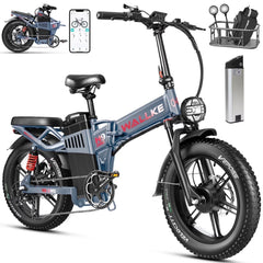 Wallke H9 AWD 3200W Dual Motor Electric Bike for Adult, 82ah 48V Dual Battery Long Range E - Bicycle, 31 - 34MPH Fast Ebike, 20" Fat Tire Offroad Full Suspension Folding, 3mm Aluminum Alloy Frame, UL2849
