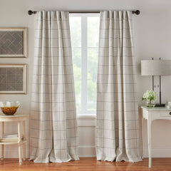 Elrene Brighton Windowpane Plaid Blackout Window Curtain Panel, Gray, 95 in