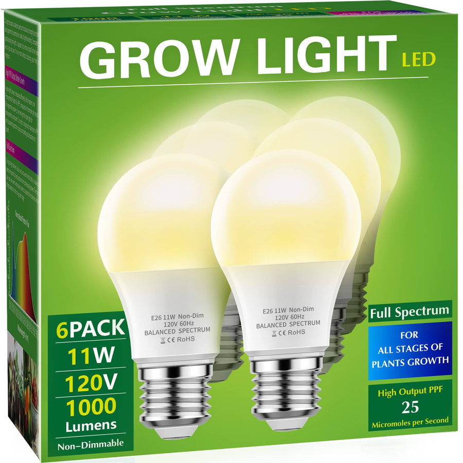 Briignite Grow Light Bulbs, Briignite LED Grow Light Bulb A19 Bulb, Full Spectrum Grow Light Bulb, Plant Light Bulbs E26 Base, 11W Grow Bu Ortci