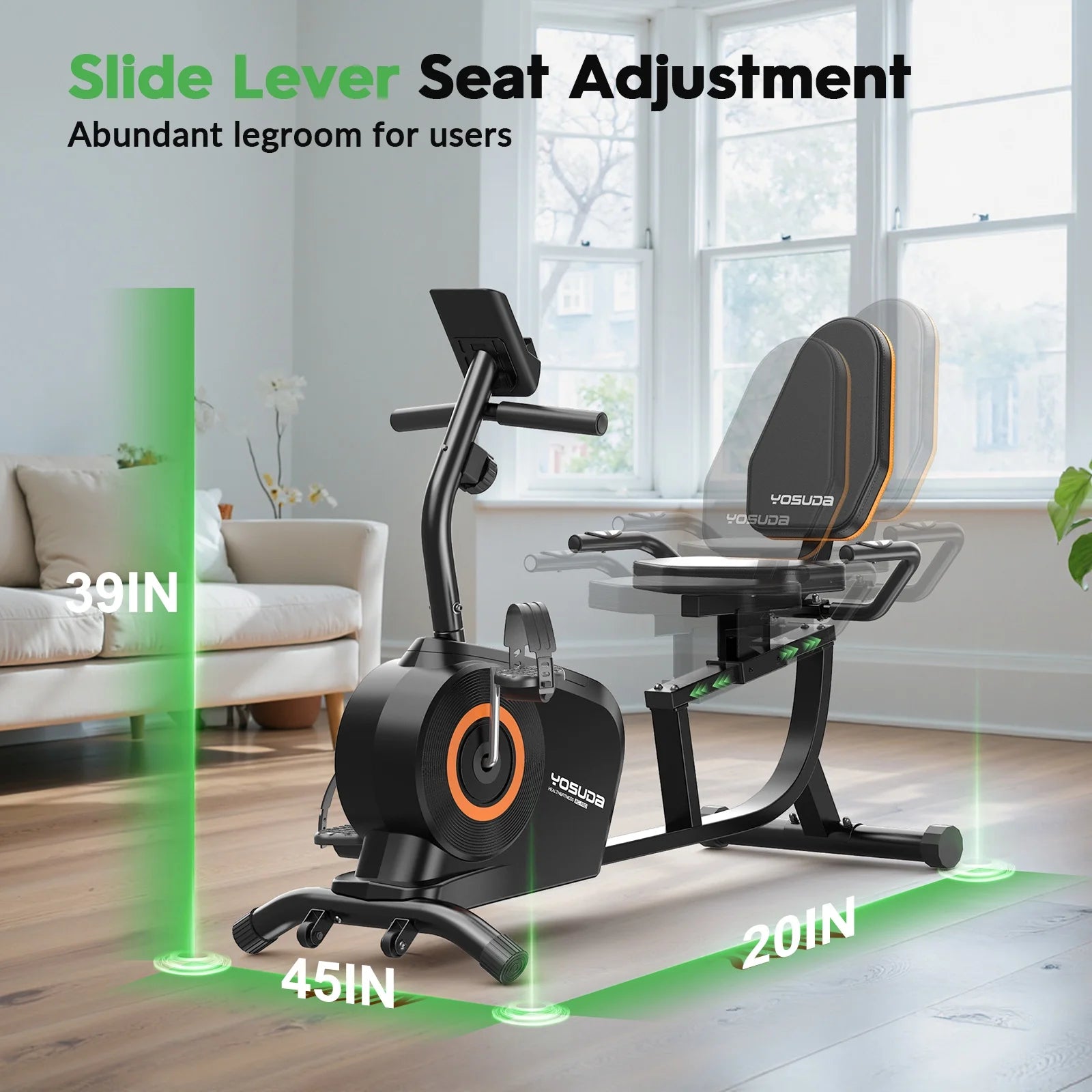 Yosuda Recumbent Exercise Bike for Senior for Home with 350 lb Capacity