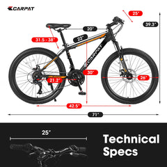 26 in Mountain Bike for Men, Adult Mens Bike with 21 Speed & Disc Brakes
