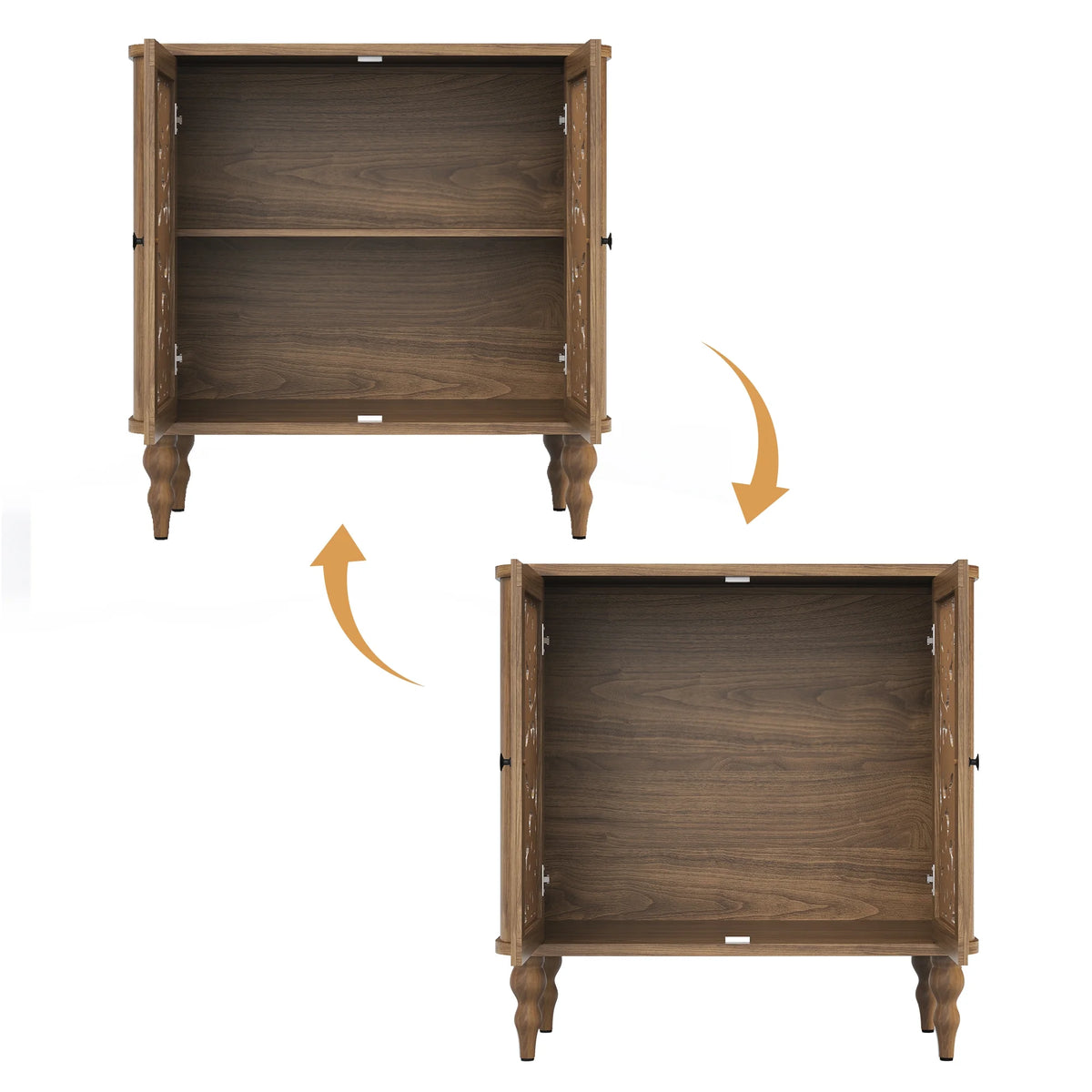 HLR 48" Accent Cabinet with 4 Doors, Vintage Hollow Carving Storage Credenza, Sideboards and Buffets Cabinet for Living Room, Kitchen, Dining Room, Entryway