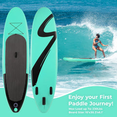 Arlopu Portable 10' Inflatable Stand up Paddle Board with Aluminum Paddle, Leash, Hand Pump & Backpack for Youth Adult