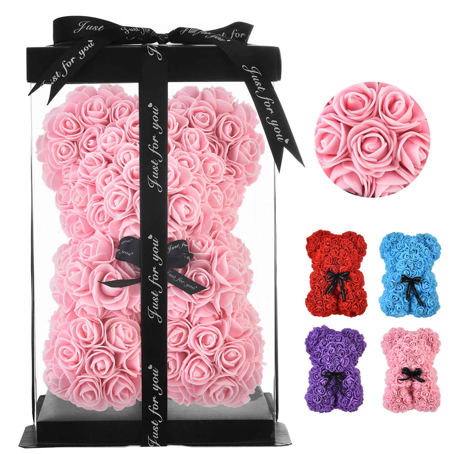 Artificial Flowers Rose Bear ,Rose Teddy Bear, Flower Bear Cub, Forever Rose Everlasting Flower for Window Display, Anniversary Christmas Valentines