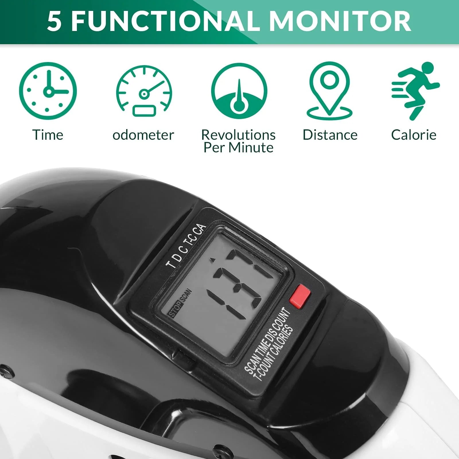VIVIJASON Pedal Exerciser - Folding Portable Exercise Peddler - Under Desk Mini Exercise Bike for Arm/Leg Workout - Adjustable Fitness Rehab Equipment for Elderly Seniors with LCD Display