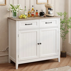 Coffee Bar, Lofka 42" Kitchen Storage Cabinet, Sideboard Buffet Cabinet with 8 Shelves, 1 Drawer