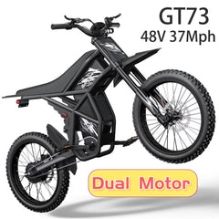 Riding'Times GT73 Electric Dirt Bike for Adults, 37MPH 48V36.4AH 2400W 1747wh Dual Battery Ebike, 85+ Miles Range, 25" Motorcycle Tire UL2849 Certified, Full Suspension