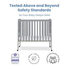 Delta Children Lee Portable Folding Mini Crib with 1.5 - Inch Mattress - Greenguard Gold Certified, Bianca White