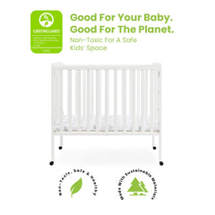 Delta Children Lee Portable Folding Mini Crib with 1.5 - Inch Mattress - Greenguard Gold Certified, Bianca White