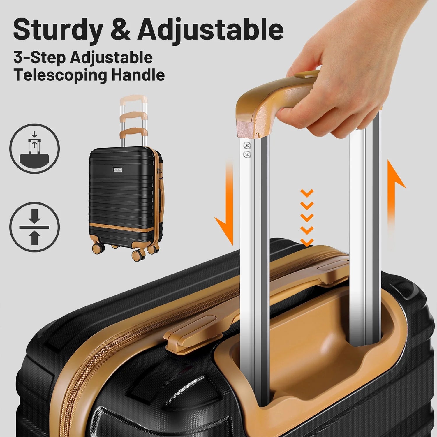 5 Piece Luggage Sets and Travel Duffel Bag, ABS Hardshell Hardside Checked Luggage with TSA Lock and Double Spinner Wheels Suitcase, Deep Blue