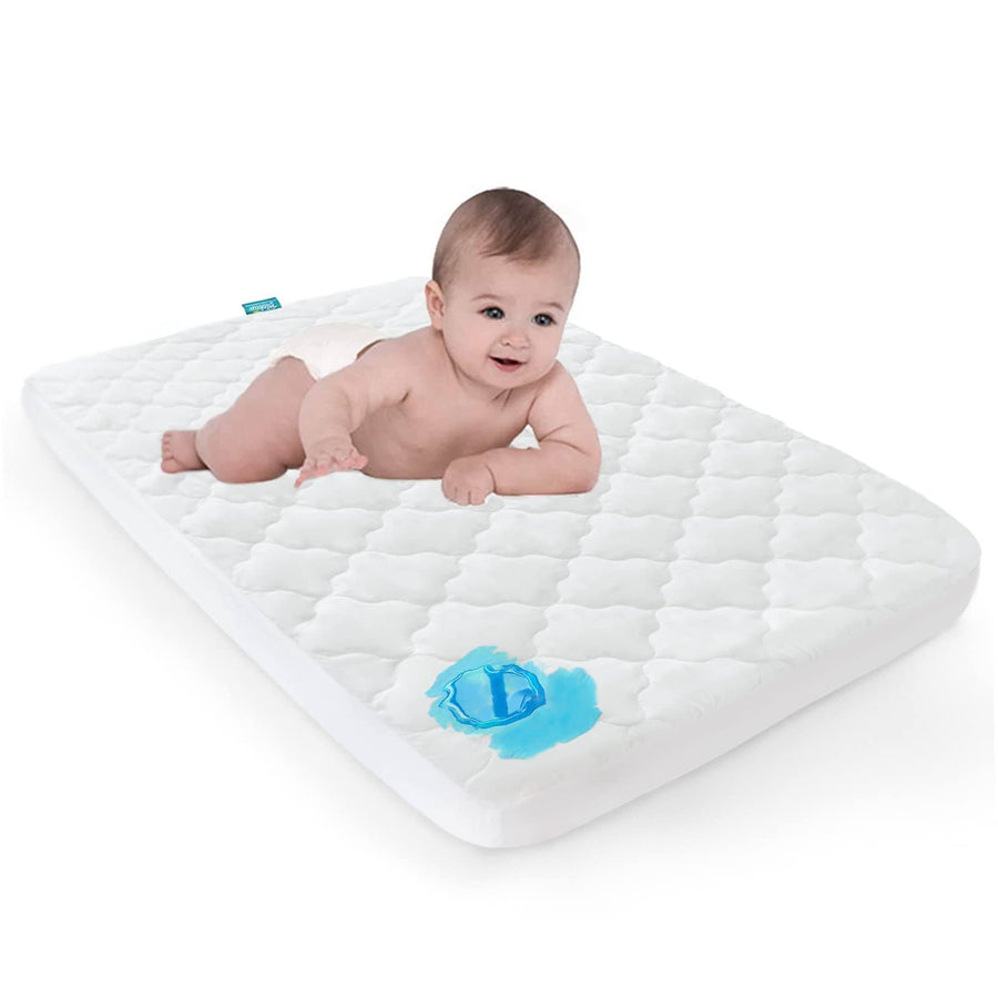 Biloban Pack N Play Waterproof Baby Crib Mattress Pad - 39" x 27" Fitted Cover Protector for Mini & Portable Playard Mattresses