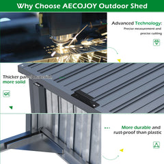 AECOJOY 73 Cu.Ft Outdoor Trash Can Storage Shed for 3 Garbage Cans