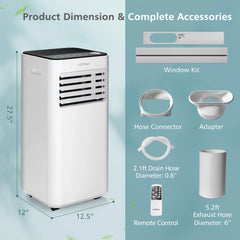 Costway 10000 BTU Portable Air Conditioner 3 - in - 1 Air Cooler with Fan Dehum Sleep Mode
