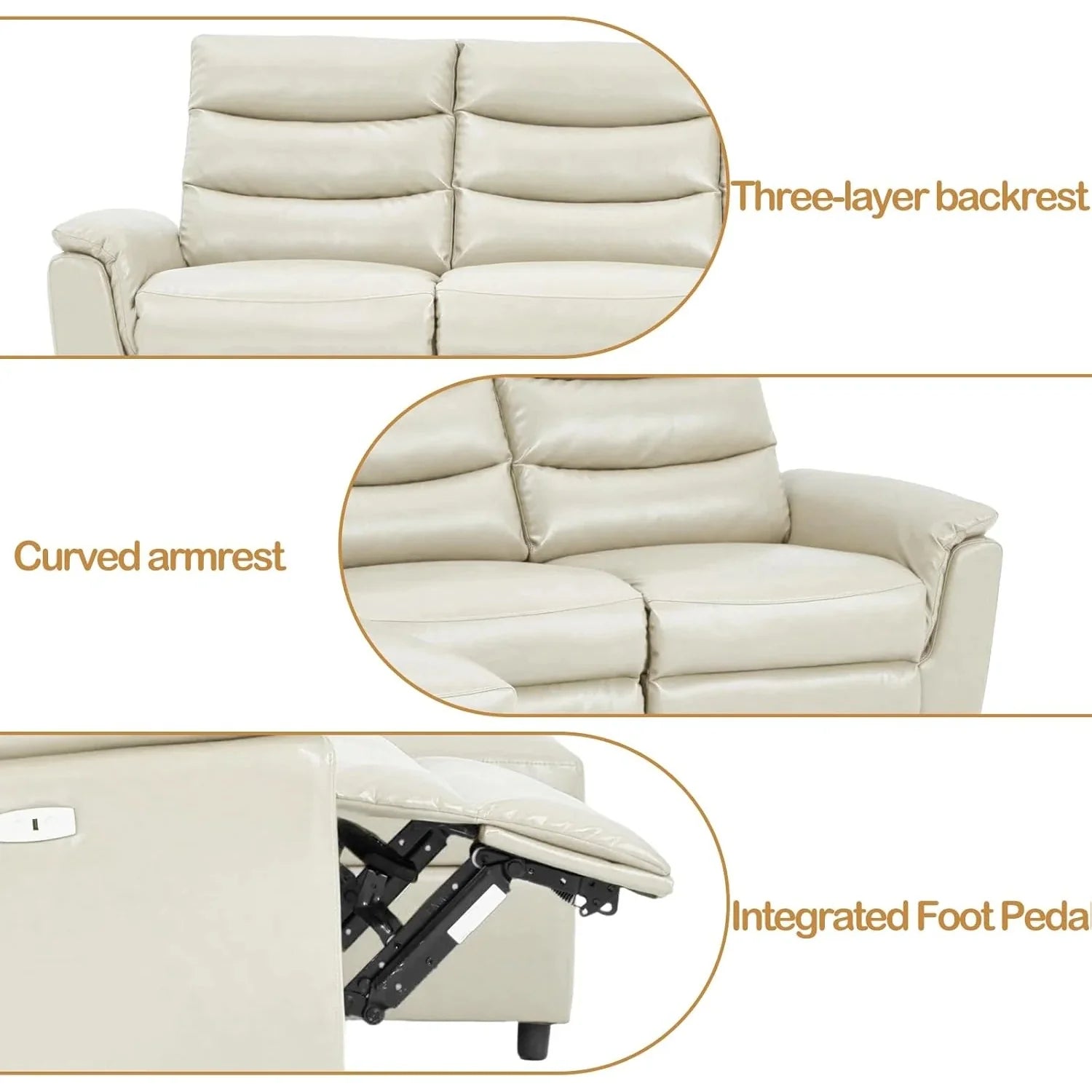 AECOJOY Power Reclining Sectional Sofa, PU Leather Sleep Sofa Bed with Storage Chaise