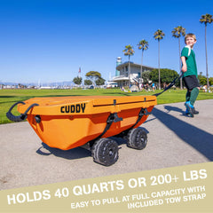 Cuddy 40 QT Floating Cooler and Dry Storage Vessel with Cuddy Crawler Wheel Kit - Navy