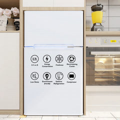 Costway Refrigerator Small Freezer Cooler Fridge Compact 3.2 cu ft. Unit, Grey