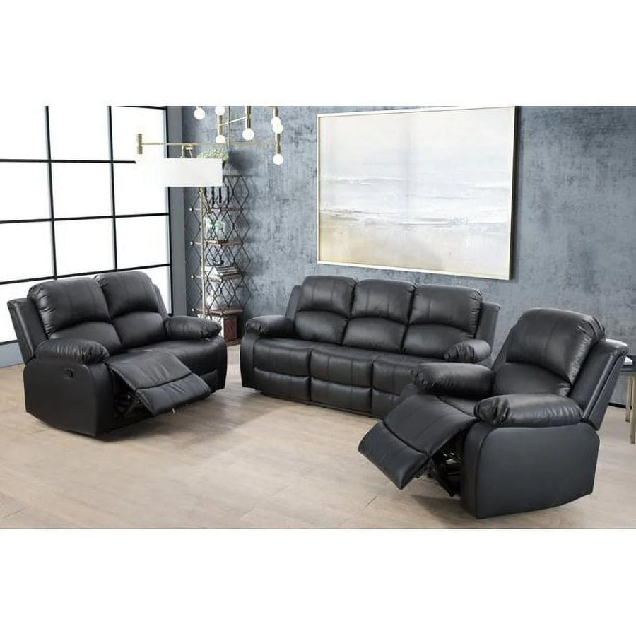 Ainehome Furniture 3 - Pieces Recliner Sectional Sofa Set, Reclining Living Room Sofa, Loveseat, Chair (Black, Living Room Set 3+2+1)