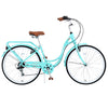 26 in Women'S Bike, Adult Cruiser Bicycle Shimano 7 Speed Steel Frame City Commuter Bike for Ladies, Green
