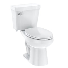 Two - Piece Elongated 1.28 GPF Siphonic Flush Toilet with Soft Close Seat, Universal Height ADA Cotton White (Toilet Seat Included)