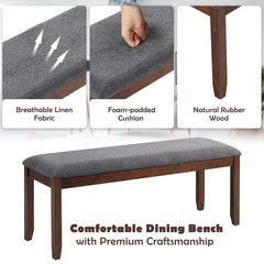 Costway Dining Bench Upholstered Entryway Bench Footstool Kitchen W/ Wood Legs