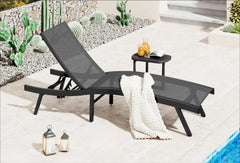 AECOJOY Outdoor Chaise Lounge, All Weather Pool Lounge Chairs Ergonomic Design (Dark Grey, 2 PCs)