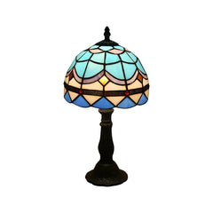 Retro Mediterranean Mosaic Table Lamp – Glass Shade Decorative Desk Light