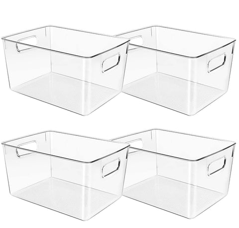 Control Kitchen Clear Plastic Storage Bins, Perfect for Kitchen Organization or Pantry Organization and Storage, Clear Storage Containers for Organizing, , Fridge