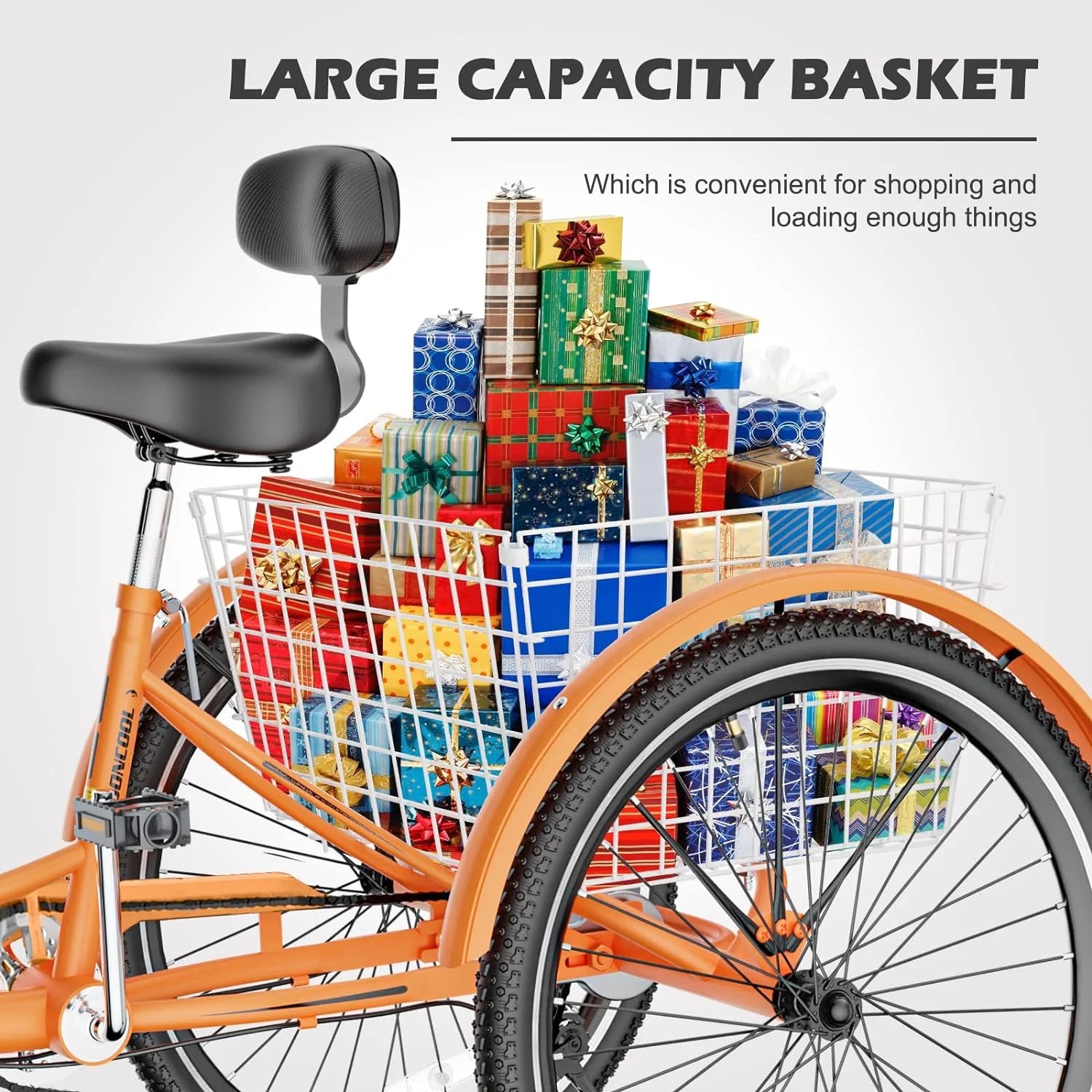 FICISOG 7 Speed Adult Tricycle for Women, 20/24/26 in Adult Trike with Basket, 3 Wheel Bikes for Adults Seniors, Cruise Trike for Shopping Picnic