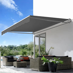 AECOJOY 20'x10' Manual Retractable Awning Sun Shade, Patio Awning Canopy