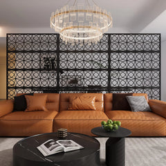 Accreate Decorative Wrought Privacy Screen - Easy Snap - Together Room Divider for Indoor/Outdoor Use, Breathable Wind - Resistant Partition with Anti - Tip Base (6x3.8ft)