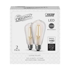Feit ST19 E26 (Medium) Filament LED Bulb Soft White 100 Watt Equivalence - 2 Pk