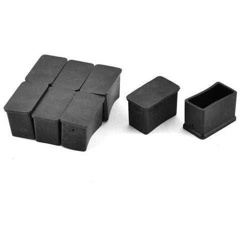 Antrader Rectangle Shaped Furniture Rubber Felt Pads Table Chair Leg Foot End Caps Covers Protectors Black,Pack of 12 (15x30mm)
