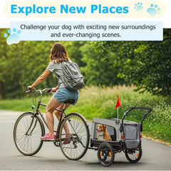 AECOJOY Dog Bike Trailer, Large 57'' Pet Bicycle Carrier for Small and Medium Dogs
