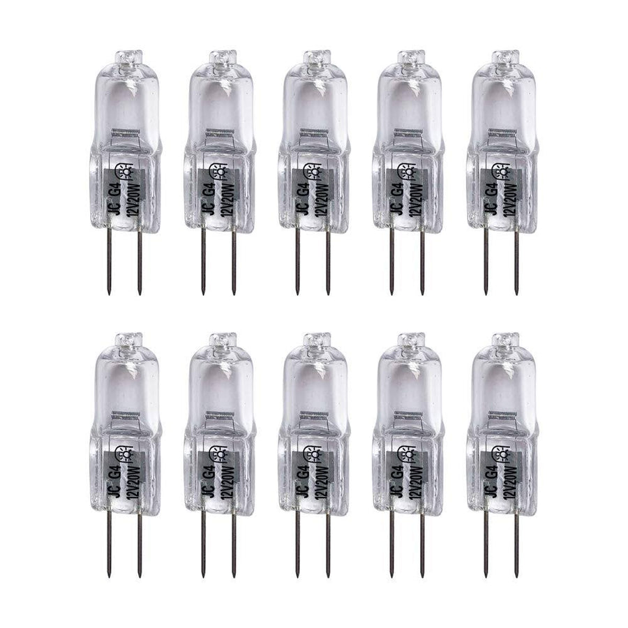 VSTAR G4 12V 20W Halogen Bulb JC Type Bi-Pin Light,Clear, G4 Bi-Pin Base, Halogen Light Bulb (20w 10pack)