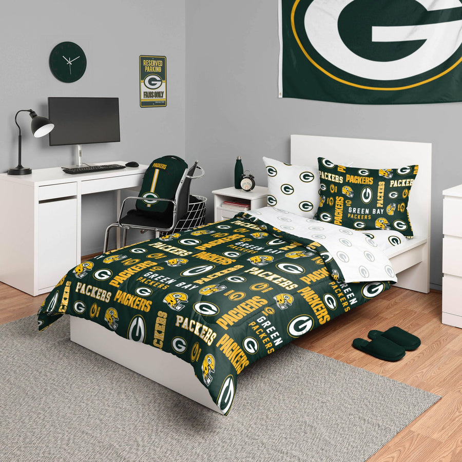 FOCO NFL Team Logo Bed in A Bag Comforter Sheets Pillow Cases Bedding 5-Piece Set