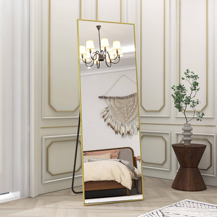 Beautypeak Gold Full Length Mirror, 58"x18" Standing Hanging or Leaning Against Wall Floor Mirrors Body Dressing Wall-Mounted for Living Room,