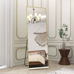 Beautypeak Gold Full Length Mirror, 58"x18" Standing Hanging or Leaning Against Wall Floor Mirrors Body Dressing Wall-Mounted for Living Room,